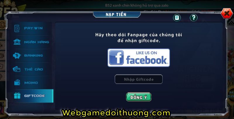 nhập giftcode B52