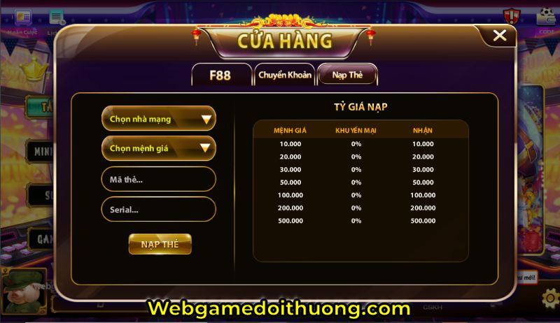 nạp tiền F88